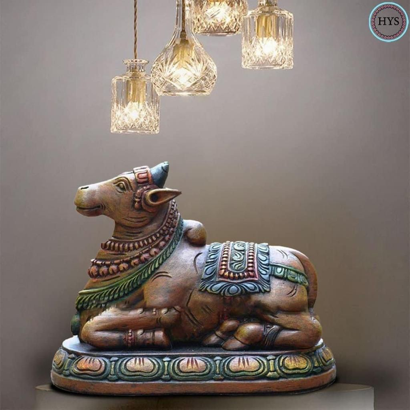 Wooden Nandi Sculpture Handcarved & Handmade .