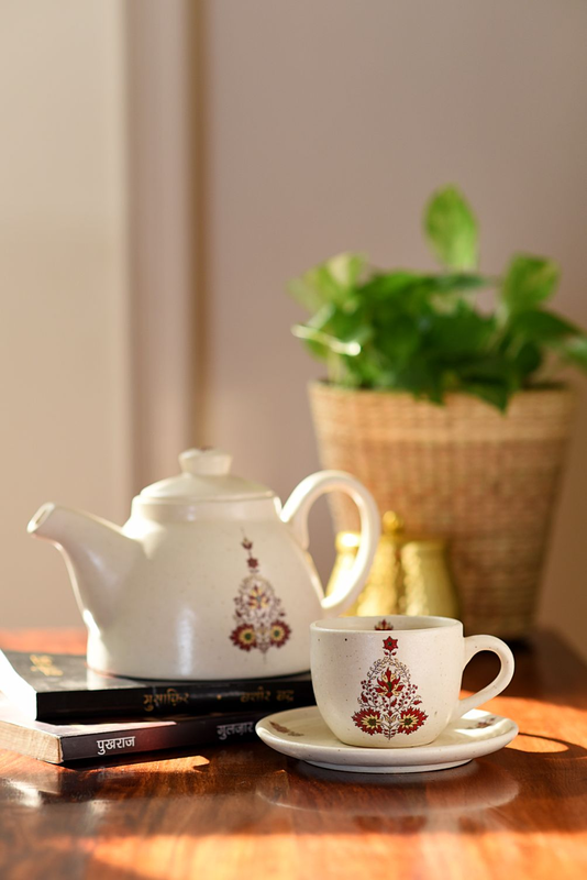 Handcrafted Ceramic Tales of Gulnar Tea Kettle Set | Gifting | Stoneware ceramic