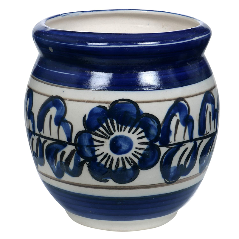 RAJ ROYAL Handmade White Blue Color Ceramic Long Flower Vases for Home Decoration for Table Home Party Office Wedding , Flower Pot Vase for Living Room