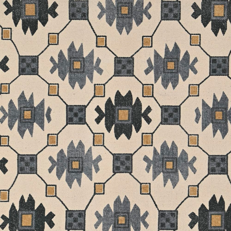 4×6ft Printed Cotton Rugs, Handmade, Organically Dye, Indian Dhurrie, Screen Print, Non-shedding, Pet Friendly, Durable, Area Rugs, Flower Geometrical Pattern #11042A